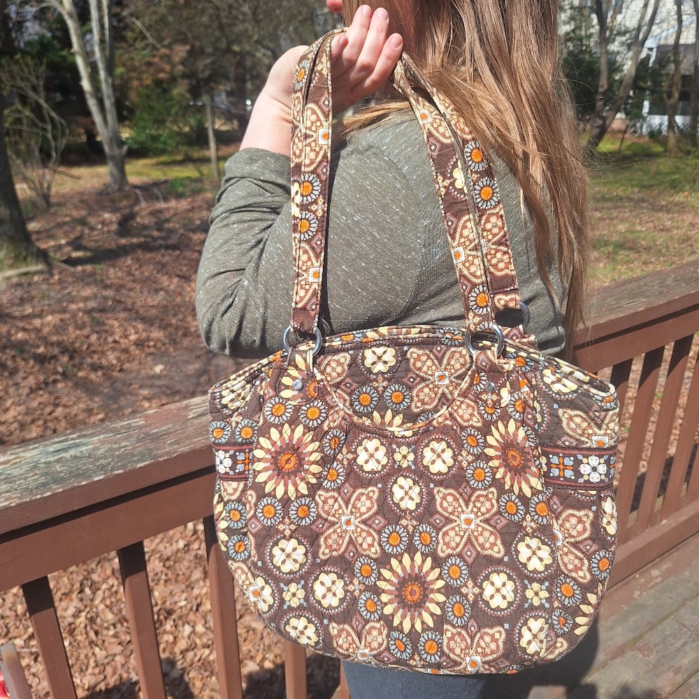 Vera Bradley Quilted Java Sunflower Shoulder Bag … - image 9